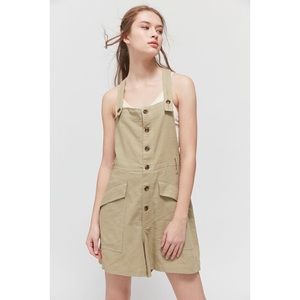 UO | Boho Linen Button-Front Shortall Overalls